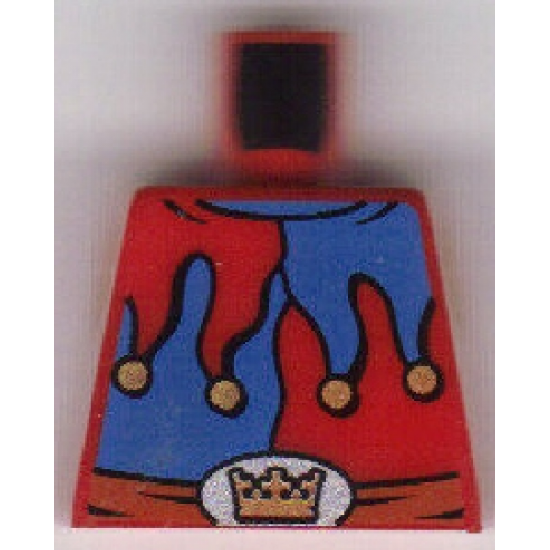 Torso Castle Fantasy Era Red and Blue Jester's Collar, Crown on Buckle Pattern