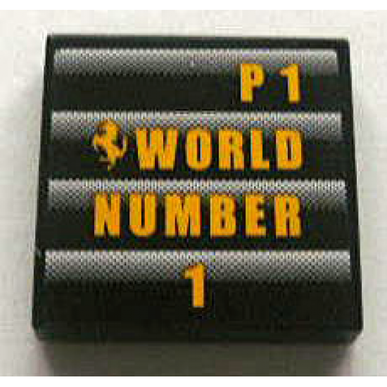 Tile 2 x 2 with Ferrari Logo and 'P1 WORLD NUMBER 1' Pattern (Sticker) - Set 8672