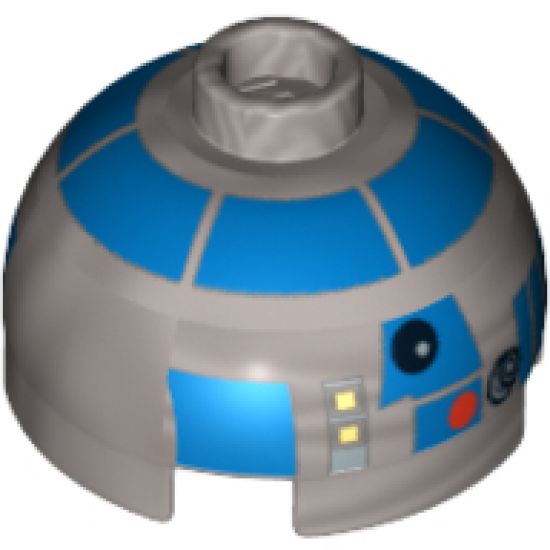 Brick, Round 2 x 2 Dome Top with Blue Pattern (R2-D2 Clone Wars)