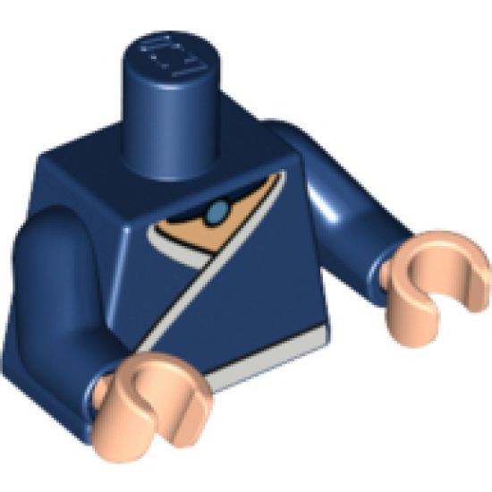Torso Avatar White Robe Trim and Belt, Light Blue Necklace Gem Pattern / Dark Blue Arms / Light Nougat Hands