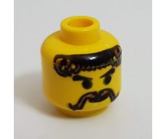 Minifigure, Head Moustache and Curly Brown Hair Pattern - Blocked Open Stud