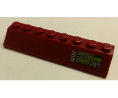 Slope 45 2 x 8 with Silver and Lime Mechanical Pattern Model Left Side (Sticker) - Set 7298