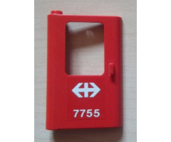 Door 1 x 4 x 5 Train Left with White Double Arrow (Swiss Federal Railways) and '7755' Pattern (Sticker) - Set 7755