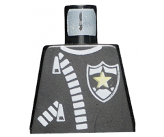 Torso Police Leather Jacket, White Zippers, Yellow Star Badge Pattern