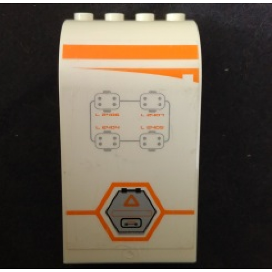 Panel 3 x 4 x 6 Curved Top with Orange Stripe, Gray Hexagonal Hatch and Controls Pattern Model Right (Sticker) - Set 7644
