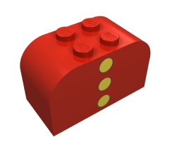 Slope, Curved 4 x 2 x 2 Double with Four Studs with 3 Yellow Dots Pattern
