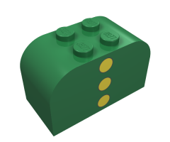 Slope, Curved 4 x 2 x 2 Double with Four Studs with 3 Yellow Dots Pattern