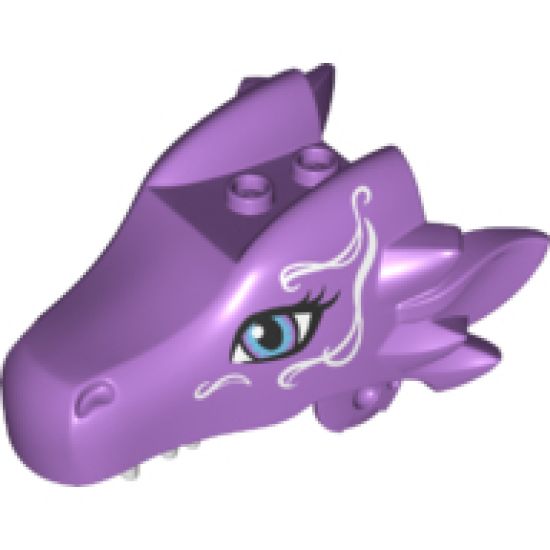 Animal, Body Part Dragon Head (Elves) Upper Jaw with Medium Blue Eyes and White Swirls Pattern (Gust)