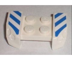 Vehicle, Mudguard 2 x 4 with Headlights Overhang with Blue and White Danger Stripes Pattern on Both Sides (Stickers) - Set 8211