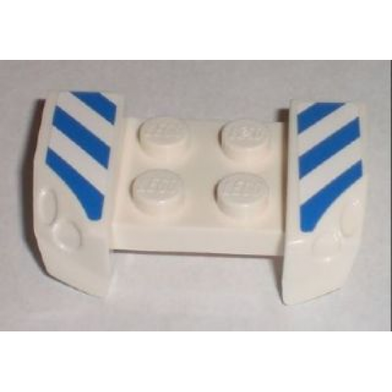 Vehicle, Mudguard 2 x 4 with Headlights Overhang with Blue and White Danger Stripes Pattern on Both Sides (Stickers) - Set 8211