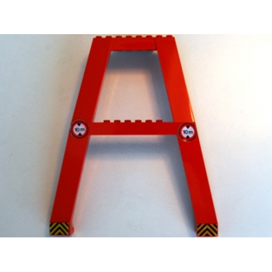Support Crane Stand Double with '10m' Clearance and Black and Yellow Danger Stripes Pattern (Stickers) – Set 6542