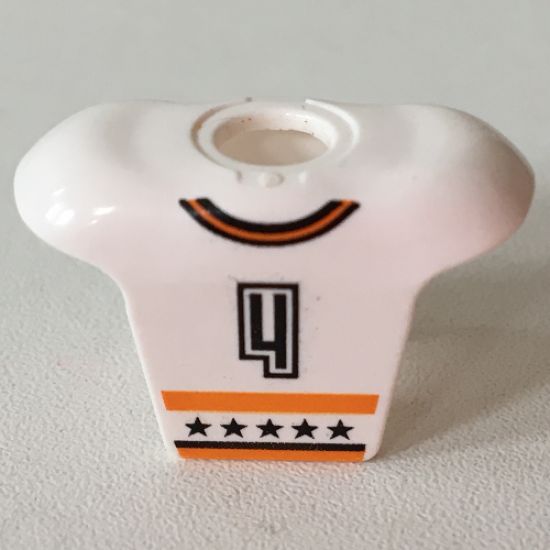 Minifigure, Body Wear Hockey Body Armor with NHL Logo and Black Number 4 Pattern