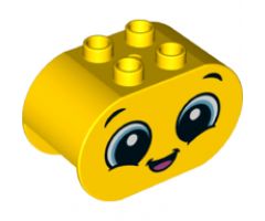 Duplo, Brick 2 x 4 x 2 Rounded Ends with Happy Face and Sad Face on Reverse Pattern