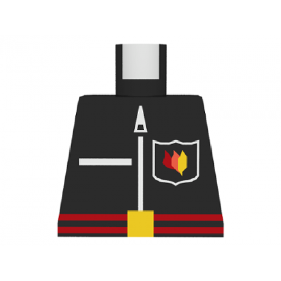 Torso Fire Flame Badge, Red Belt, and Zipper Pattern