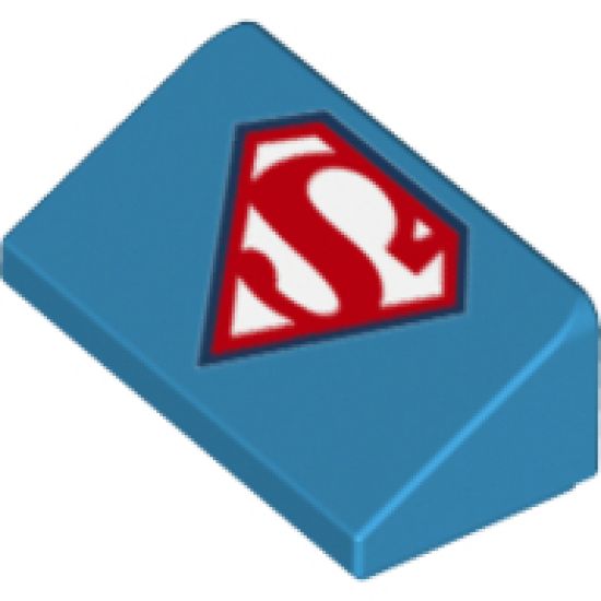 Slope 30 1 x 2 x 2/3 with Superheroes / Superman 'S' Logo Pattern