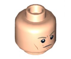 Minifigure, Head Dual Sided Male Dark Tan Eyebrows, White Pupils, Cheek Lines, Smile / Scowling Pattern (SW Luke Skywalker) - Hollow Stud