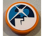 Tile, Round 2 x 2 with Bottom Stud Holder with Dark Blue, Dark Azure and White Arctic Explorers Logo Pattern (Sticker) - Set 60196