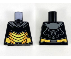 Torso Armor, Dark Bluish Gray Collar, Yellow Abdomen Plates with Orange Trim Pattern