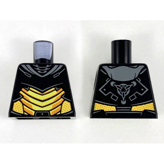 Torso Armor, Dark Bluish Gray Collar, Yellow Abdomen Plates with Orange Trim Pattern
