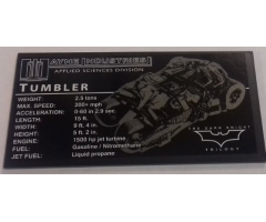 Tile 8 x 16 with Bottom Tubes with 'WAYNE INDUSTRIES APPLIED SCIENCES DIVISION', 'TUMBLER' and Vehicle Specifications Pattern (Sticker) - Set 76023