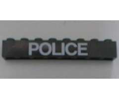 Brick 1 x 8 with White 'POLICE' Pattern on Both Sides (Stickers) - Set 6386