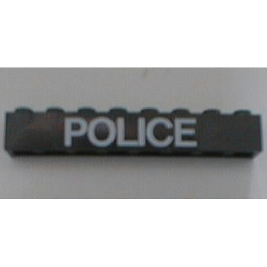 Brick 1 x 8 with White 'POLICE' Pattern on Both Sides (Stickers) - Set 6386