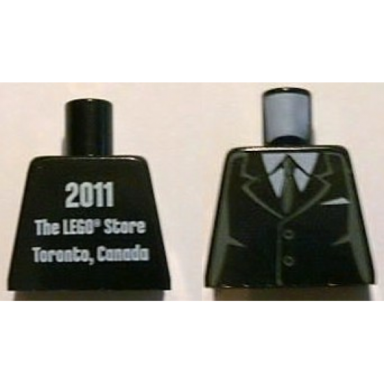Torso Suit with 2 Buttons, Gray Sides, Gray Centerline and Tie Front, 2011 The LEGO Store Toronto, Canada Back Pattern