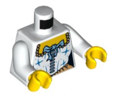 Torso Pirate Female Corset and Medium Blue Ribbon Pattern / White Arms / Yellow Hands