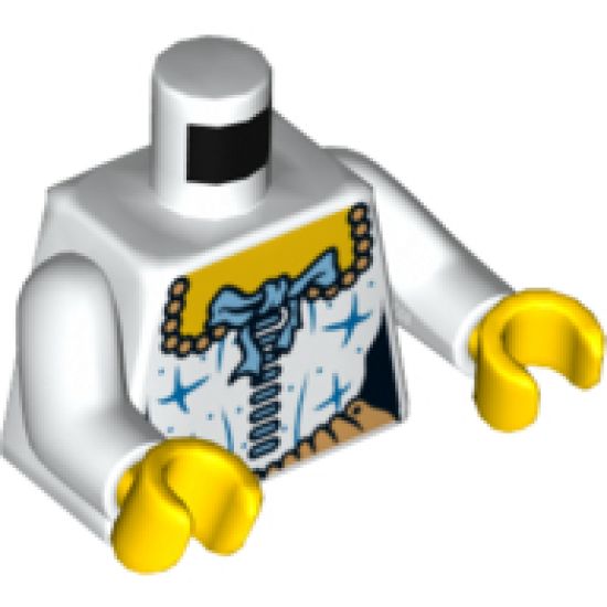 Torso Pirate Female Corset and Medium Blue Ribbon Pattern / White Arms / Yellow Hands