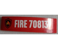 Slope, Curved 4 x 1 Double with Fire Logo Badge and 'FIRE 70813' Pattern (Sticker) - Set 70813