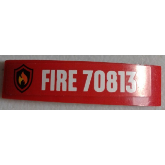 Slope, Curved 4 x 1 Double with Fire Logo Badge and 'FIRE 70813' Pattern (Sticker) - Set 70813