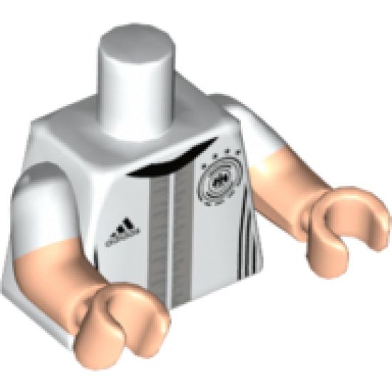 Torso Soccer Shirt with adidas Logo, 4 Stars and Eagle Front, 'KRAMER 20' Back Pattern / Light Nougat Arms with White Short Sleeves Pattern / Light Nougat Hands