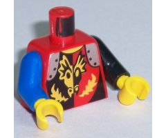 Torso Castle Dragon Knights Dragon Face breathing Fire Pattern / Black Arm Left / Blue Arm Right / Yellow Hands