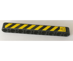 Technic, Liftarm 1 x 9 Thick with Warning Sign and Black and Yellow Danger Stripes Pattern Model Right Side (Sticker) - Set 42082
