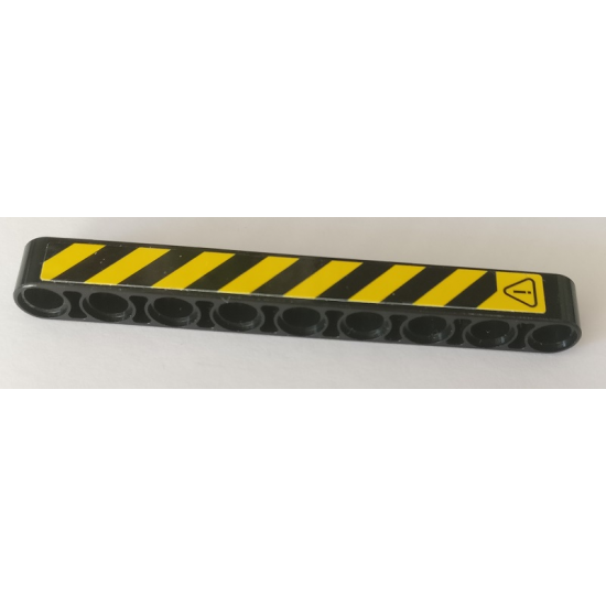 Technic, Liftarm 1 x 9 Thick with Warning Sign and Black and Yellow Danger Stripes Pattern Model Right Side (Sticker) - Set 42082