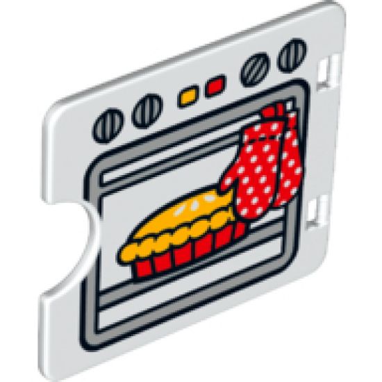 Duplo, Building Door / Window Pane 1 x 4 x 3 with Semi Oval Cutout and Pie Baking in Oven Pattern