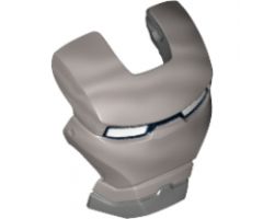 Minifigure, Headgear Accessory Visor Top Hinge with Silver Face Shield, White Eyes and Black Lines on Forehead Pattern