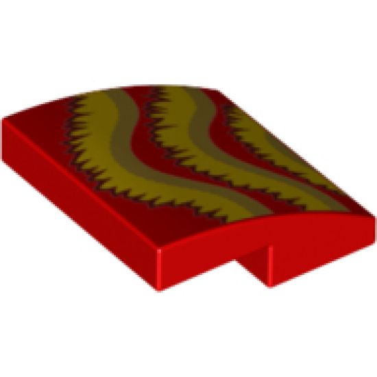 Slope, Curved 2 x 2 with Gold, Bright Light Orange, and Dark Red Fringe Pattern