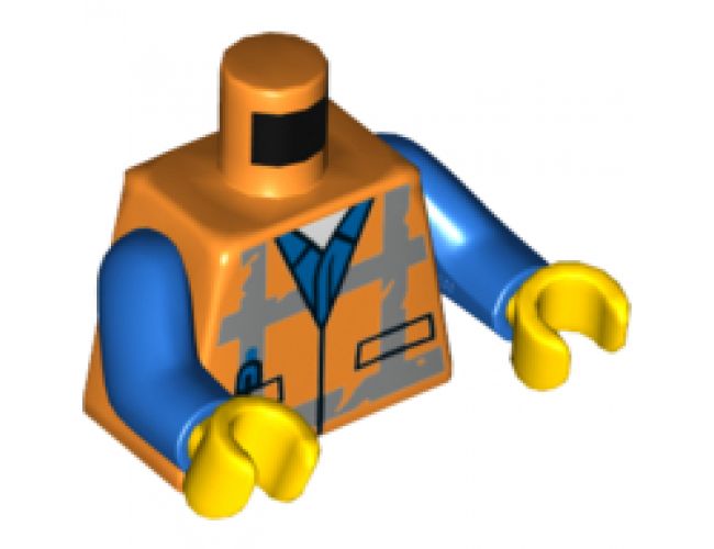 Torso Safety Vest with Reflective Worn Crossed Stripes over Blue Shirt Pattern / Blue Arms / Yellow Hands