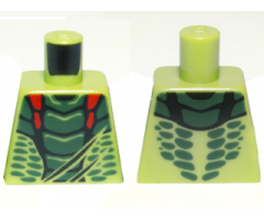 Torso Ninjago Snake with Dark Green and Red Scales Pattern (Lizaru)