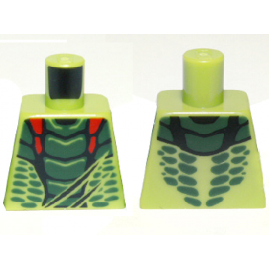 Torso Ninjago Snake with Dark Green and Red Scales Pattern (Lizaru)