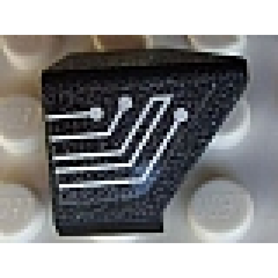 Slope 45 2 x 1 Double / Inverted with Silver Circuitry 5 Lines Pattern Model Right Side (Sticker) - Set 7702/7703