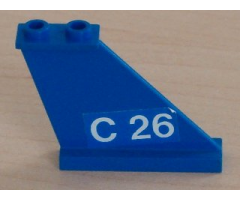Tail 4 x 1 x 3 with White 'C 26' on Blue Background Pattern on Right Side (Sticker) - Set 4022