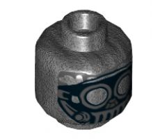 Minifigure, Head Alien Black Mask with Goggles and Metal Mouth Grate Pattern - Hollow Stud