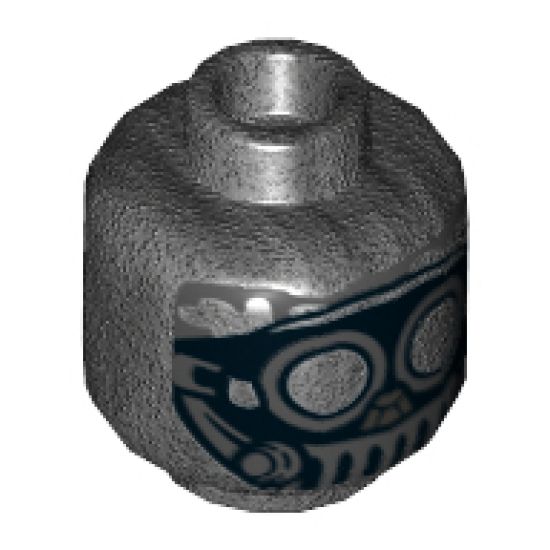 Minifigure, Head Alien Black Mask with Goggles and Metal Mouth Grate Pattern - Hollow Stud