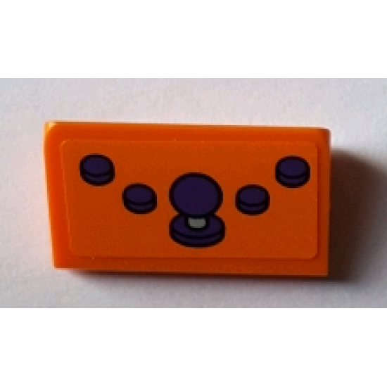 Slope 30 1 x 2 x 2/3 with 4 Dark Purple Buttons and Joystick Pattern (Sticker) - Set 71016