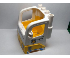 Duplo, Vehicle Cabin Truck Semi-Tractor Cab with Yellow Base with '47', Fire Logo, Blue and White Stripes and Headlights Pattern (Stickers) - Set 7844