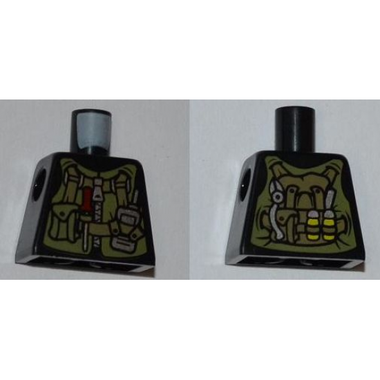 Torso Dino Utility Vest with Pocket and Dark Tan Straps, Screwdriver with Red Handle and Silver Radio Pattern