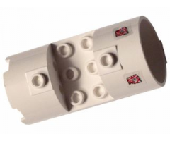 Cylinder 3 x 6 x 2 2/3 Horizontal with Two Scratched Space Police 3 Badges Pattern (Stickers) - Set 5972