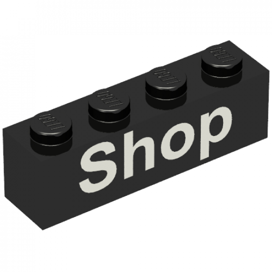Brick 1 x 4 with White 'Shop' Pattern